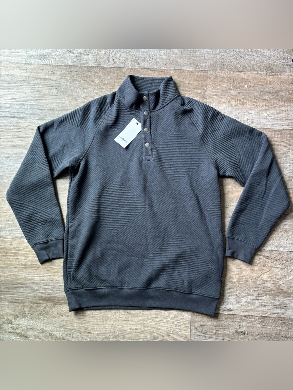 Goodfellow & Co Men's Textured Quarter Snap Pullover Sweater in dark Gray Small